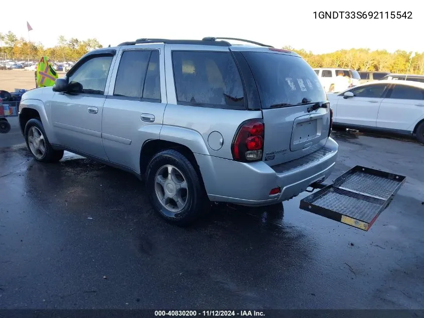 2009 Chevrolet Trailblazer Lt VIN: 1GNDT33S692115542 Lot: 40830200