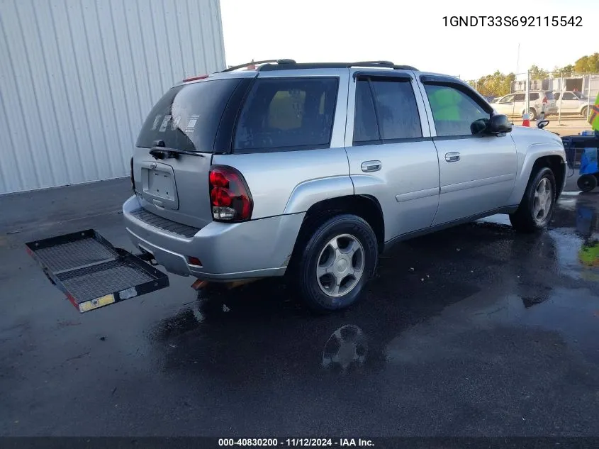 2009 Chevrolet Trailblazer Lt VIN: 1GNDT33S692115542 Lot: 40830200