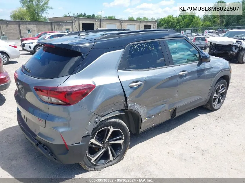 2021 Chevrolet Trailblazer Awd Rs VIN: KL79MUSL8MB022507 Lot: 39530382