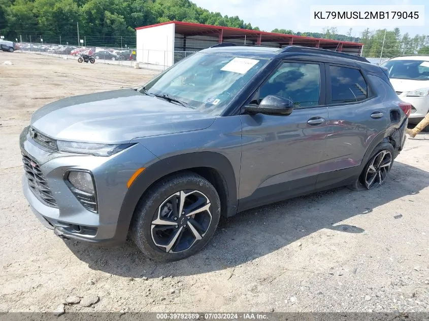 2021 Chevrolet Trailblazer Awd Rs VIN: KL79MUSL2MB179045 Lot: 39792589