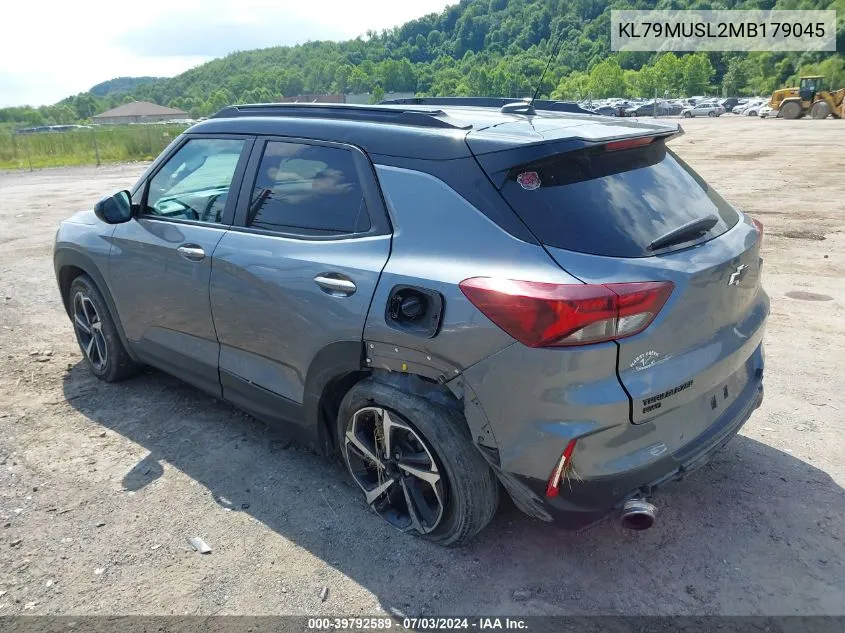 2021 Chevrolet Trailblazer Awd Rs VIN: KL79MUSL2MB179045 Lot: 39792589