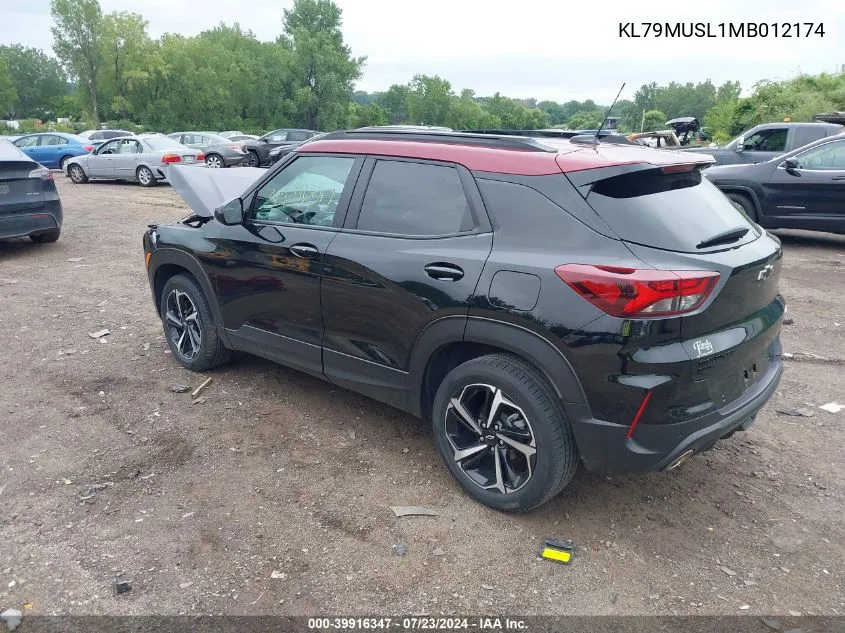 2021 Chevrolet Trailblazer Awd Rs VIN: KL79MUSL1MB012174 Lot: 39916347