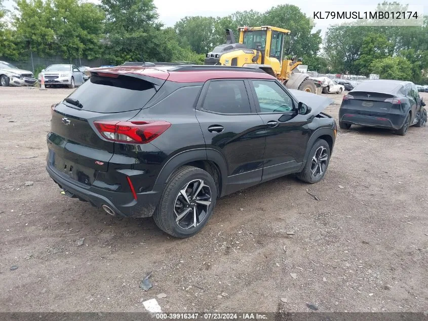 2021 Chevrolet Trailblazer Awd Rs VIN: KL79MUSL1MB012174 Lot: 39916347