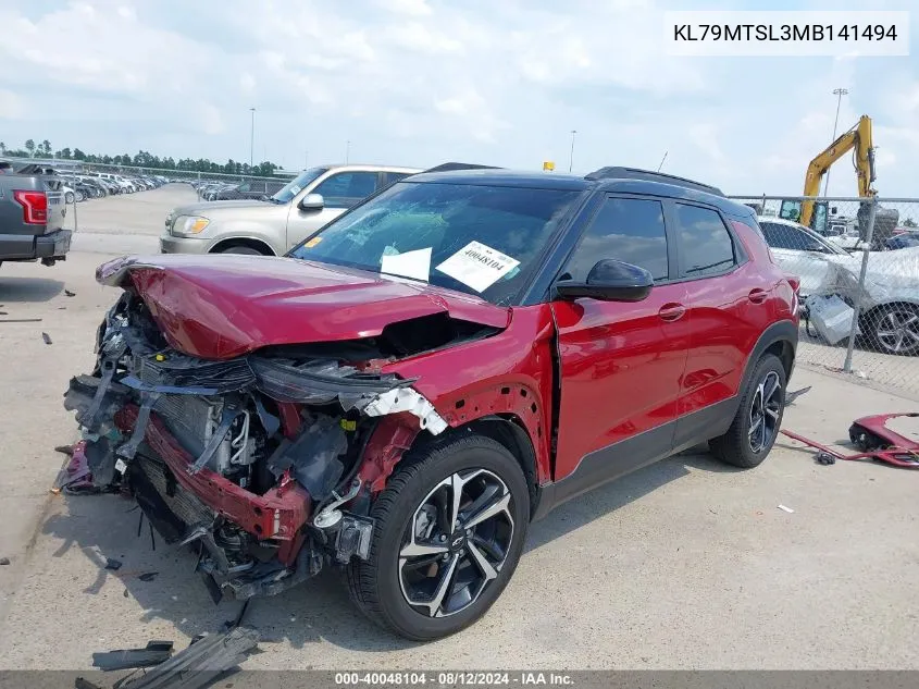 2021 Chevrolet Trailblazer Fwd Rs VIN: KL79MTSL3MB141494 Lot: 40048104