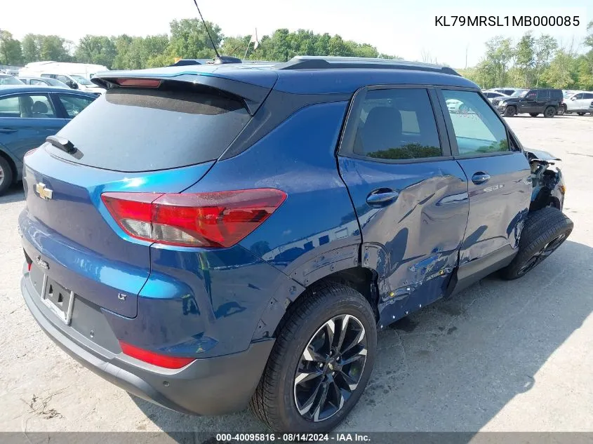 2021 Chevrolet Trailblazer Awd Lt VIN: KL79MRSL1MB000085 Lot: 40095816