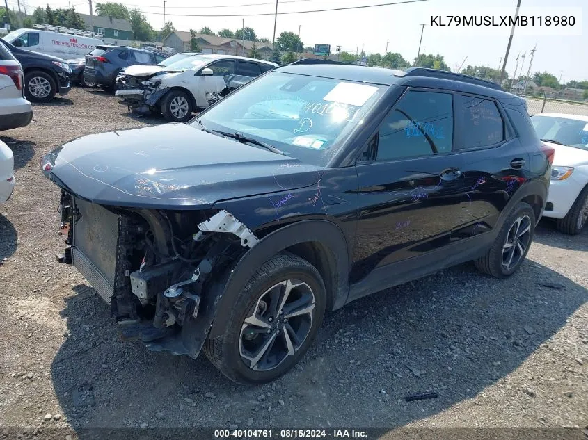 2021 Chevrolet Trailblazer Awd Rs VIN: KL79MUSLXMB118980 Lot: 40104761