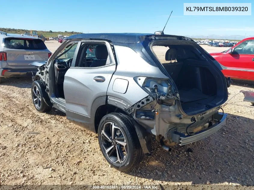 2021 Chevrolet Trailblazer Fwd Rs VIN: KL79MTSL8MB039320 Lot: 40162481