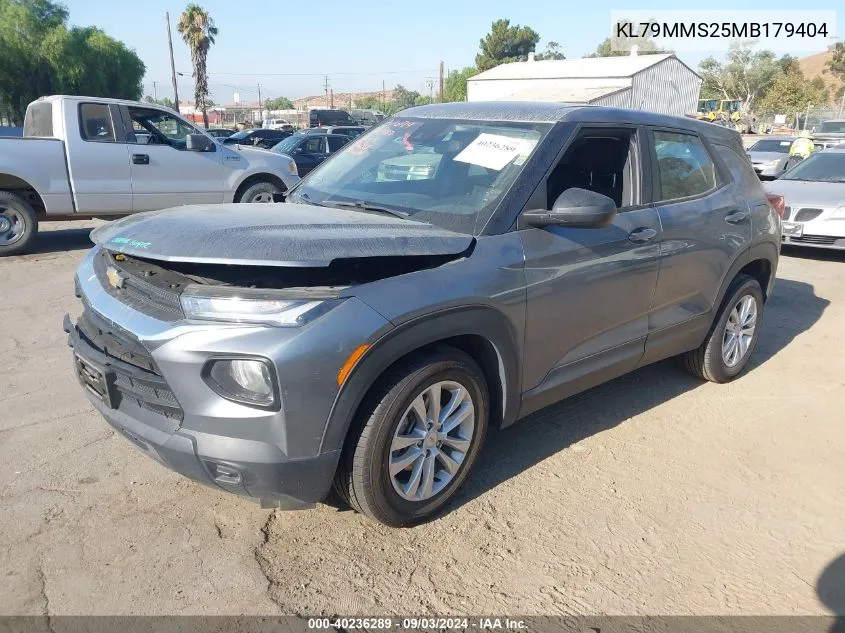 2021 Chevrolet Trailblazer Fwd Ls VIN: KL79MMS25MB179404 Lot: 40236289