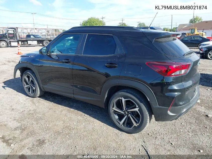 2021 Chevrolet Trailblazer Awd Rs VIN: KL79MUSL8MB021874 Lot: 40480000