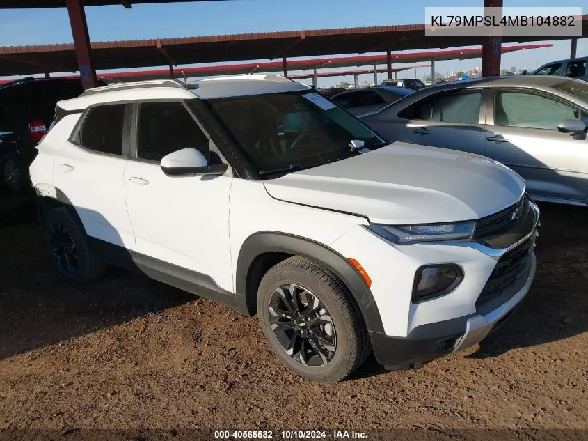 2021 Chevrolet Trailblazer Fwd Lt VIN: KL79MPSL4MB104882 Lot: 40565532