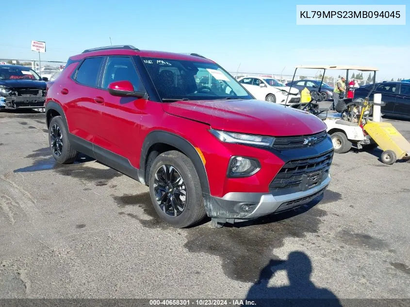 2021 Chevrolet Trailblazer Fwd Lt VIN: KL79MPS23MB094045 Lot: 40658301