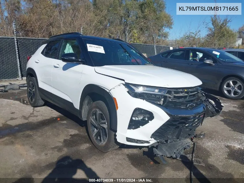 2021 Chevrolet Trailblazer Fwd Rs VIN: KL79MTSL0MB171665 Lot: 40734039