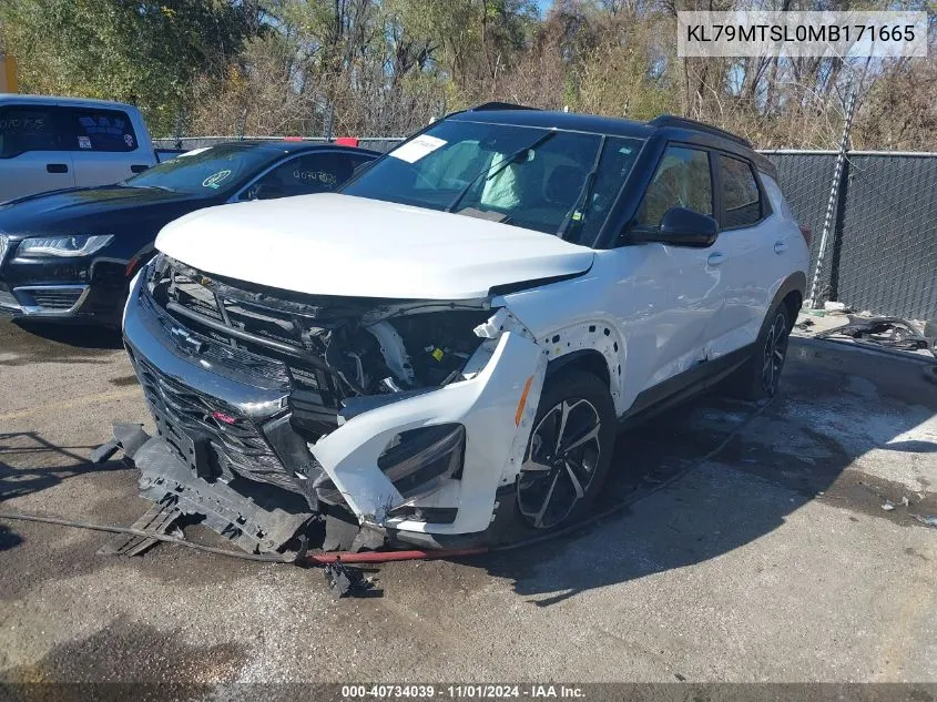 2021 Chevrolet Trailblazer Fwd Rs VIN: KL79MTSL0MB171665 Lot: 40734039