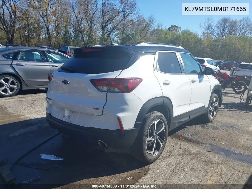 2021 Chevrolet Trailblazer Fwd Rs VIN: KL79MTSL0MB171665 Lot: 40734039