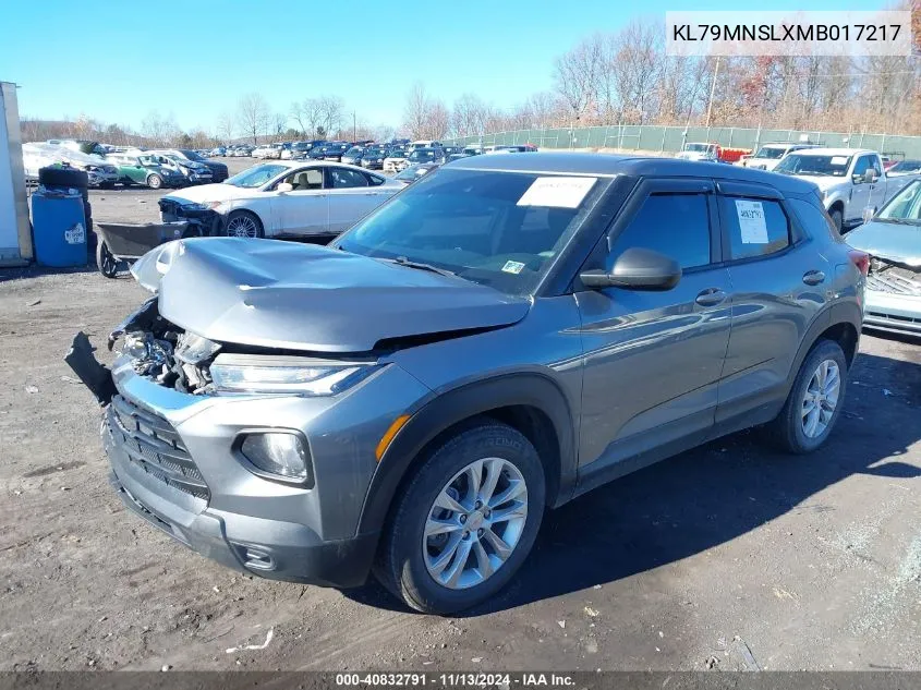 2021 Chevrolet Trailblazer Awd Ls VIN: KL79MNSLXMB017217 Lot: 40832791