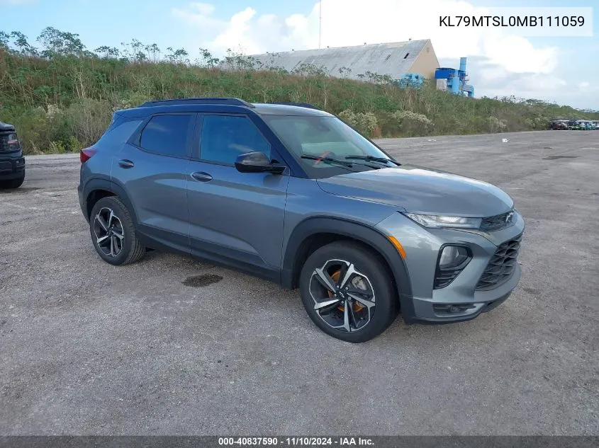 2021 Chevrolet Trailblazer Fwd Rs VIN: KL79MTSL0MB111059 Lot: 40837590