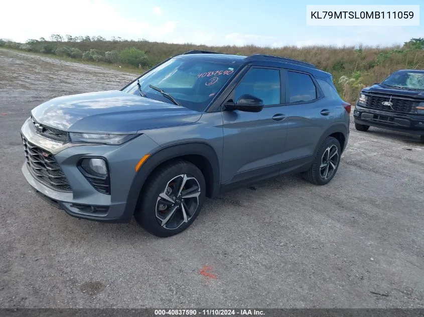 2021 Chevrolet Trailblazer Fwd Rs VIN: KL79MTSL0MB111059 Lot: 40837590