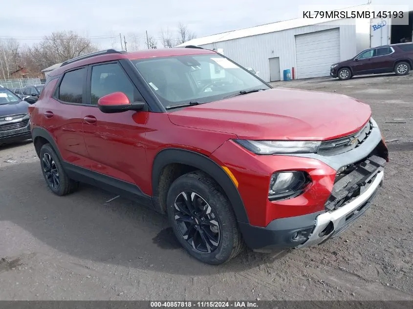 2021 Chevrolet Trailblazer Awd Lt VIN: KL79MRSL5MB145193 Lot: 40857818