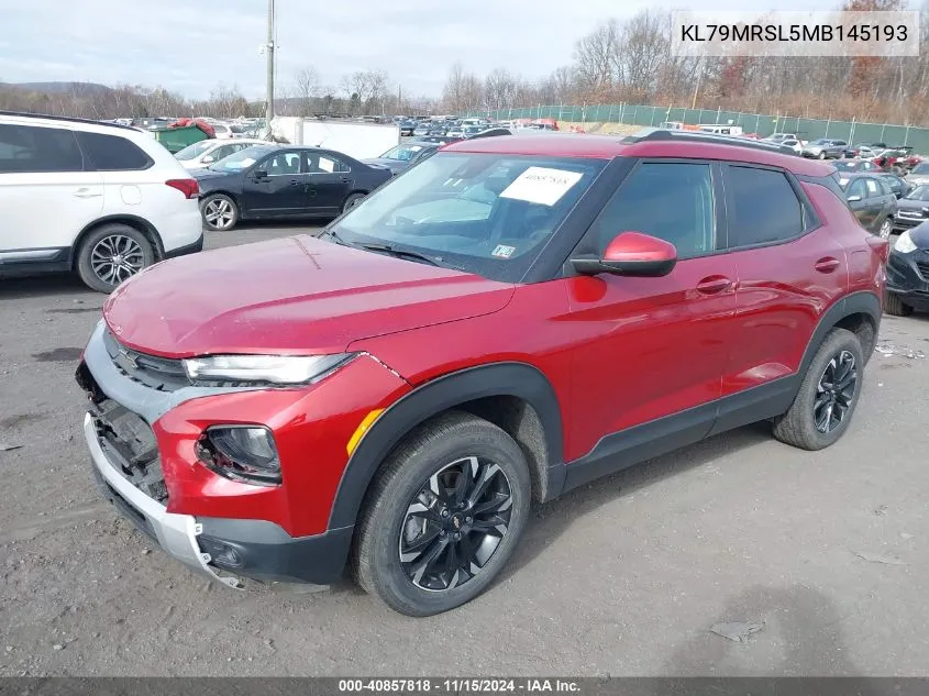 2021 Chevrolet Trailblazer Awd Lt VIN: KL79MRSL5MB145193 Lot: 40857818