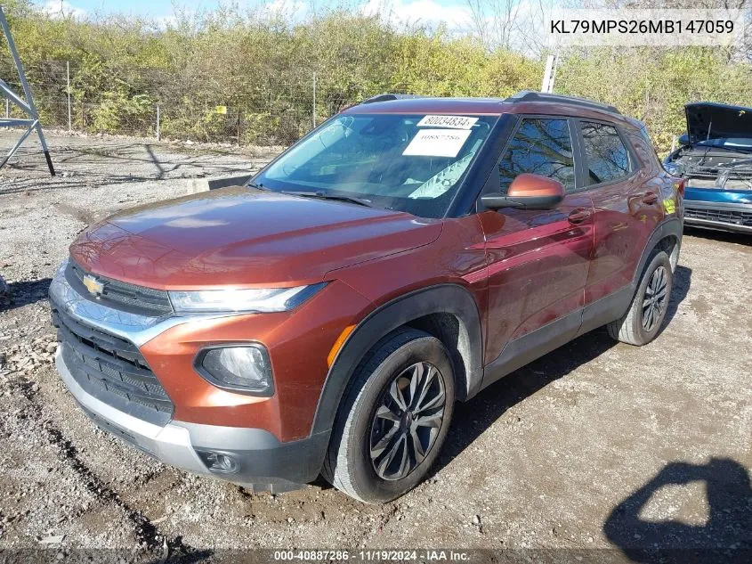 2021 Chevrolet Trailblazer Fwd Lt VIN: KL79MPS26MB147059 Lot: 40887286