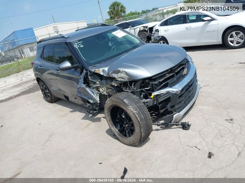 2022 Chevrolet Trailblazer Fwd Lt VIN: KL79MPS23NB104509 Lot: 39435193