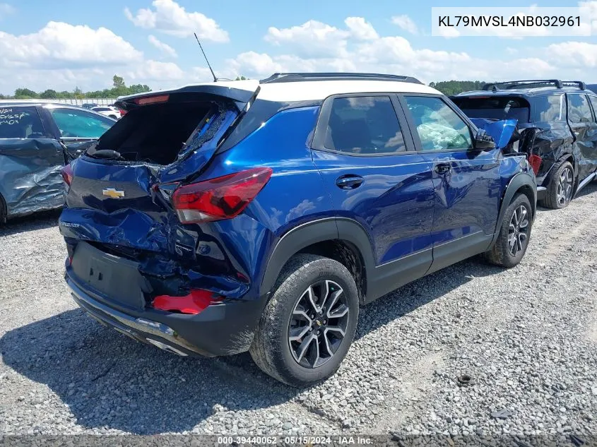 2022 Chevrolet Trailblazer Fwd Activ VIN: KL79MVSL4NB032961 Lot: 39440062