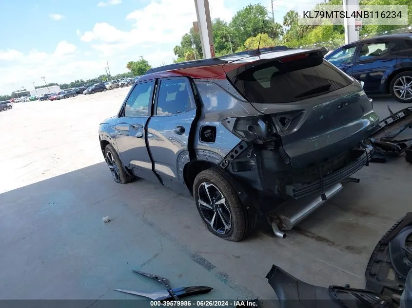 2022 Chevrolet Trailblazer Fwd Rs VIN: KL79MTSL4NB116234 Lot: 39579986