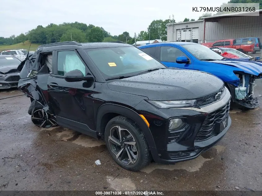 2022 Chevrolet Trailblazer Awd Rs VIN: KL79MUSL4NB031268 Lot: 39871036