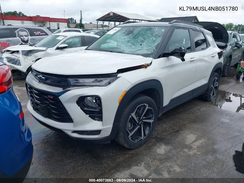 2022 Chevrolet Trailblazer Awd Rs VIN: KL79MUSL4NB051780 Lot: 40073883