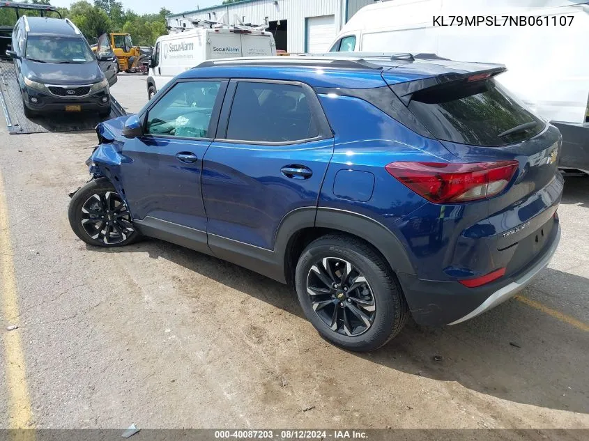 2022 Chevrolet Trailblazer Fwd Lt VIN: KL79MPSL7NB061107 Lot: 40087203