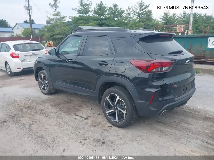 2022 Chevrolet Trailblazer Awd Rs VIN: KL79MUSL7NB083543 Lot: 40105474