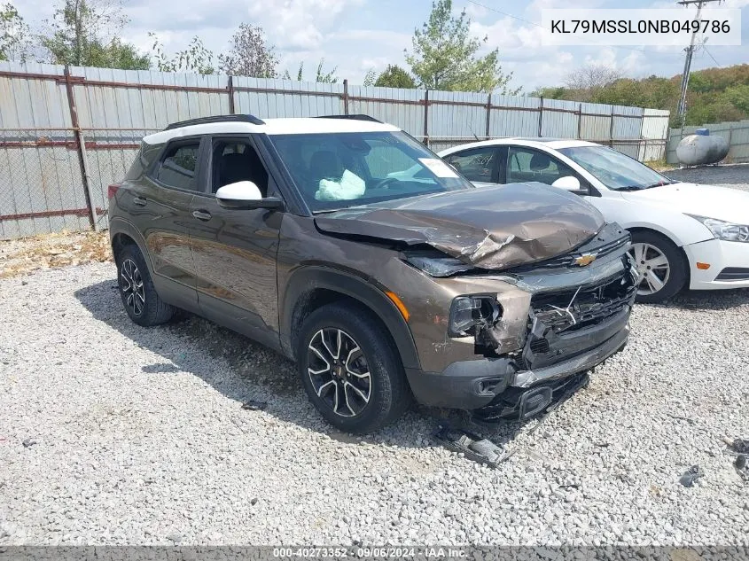 2022 Chevrolet Trailblazer Awd Activ VIN: KL79MSSL0NB049786 Lot: 40273352