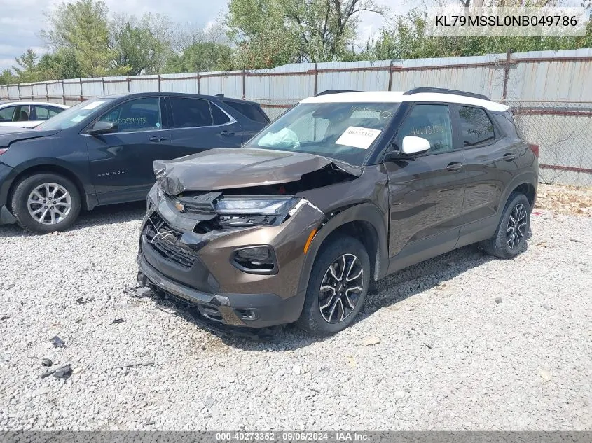 2022 Chevrolet Trailblazer Awd Activ VIN: KL79MSSL0NB049786 Lot: 40273352