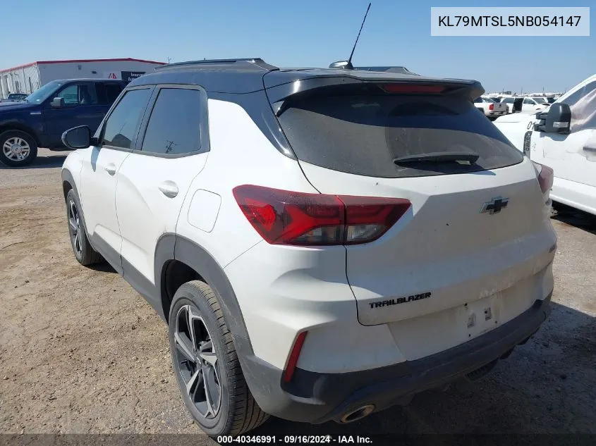 2022 Chevrolet Trailblazer Fwd Rs VIN: KL79MTSL5NB054147 Lot: 40346991