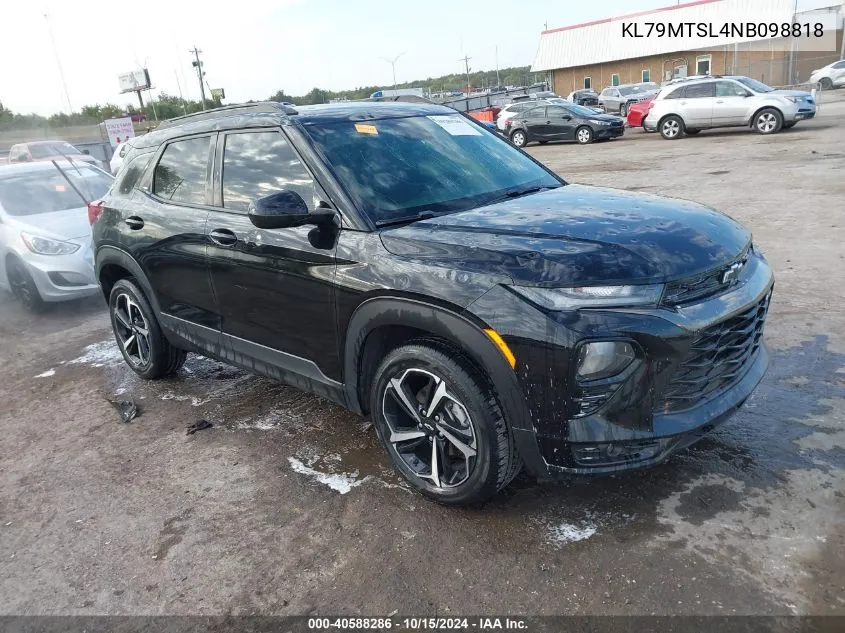 2022 Chevrolet Trailblazer Fwd Rs VIN: KL79MTSL4NB098818 Lot: 40588286