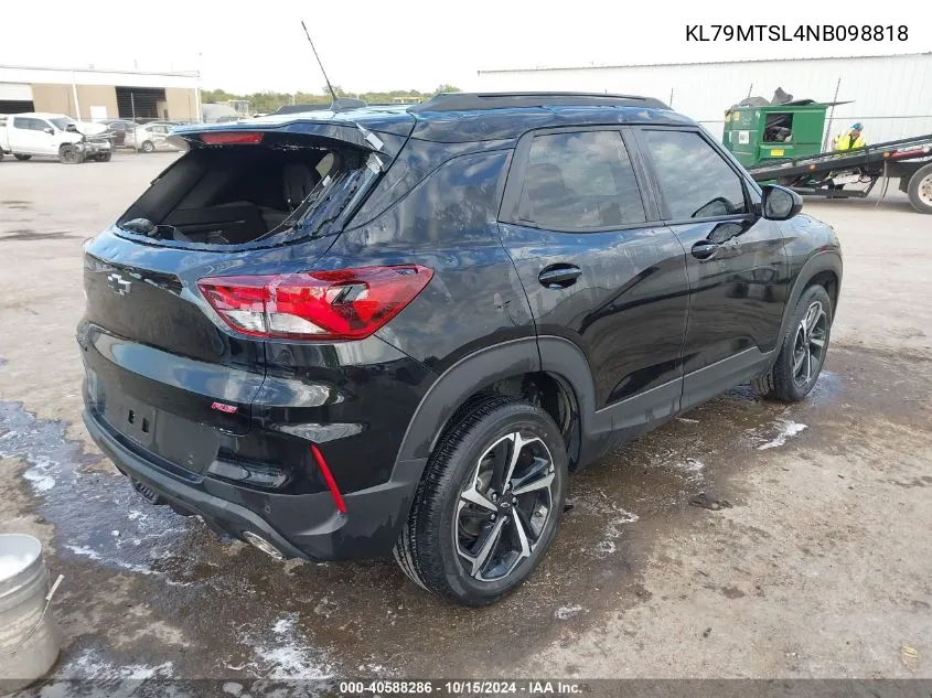 2022 Chevrolet Trailblazer Fwd Rs VIN: KL79MTSL4NB098818 Lot: 40588286