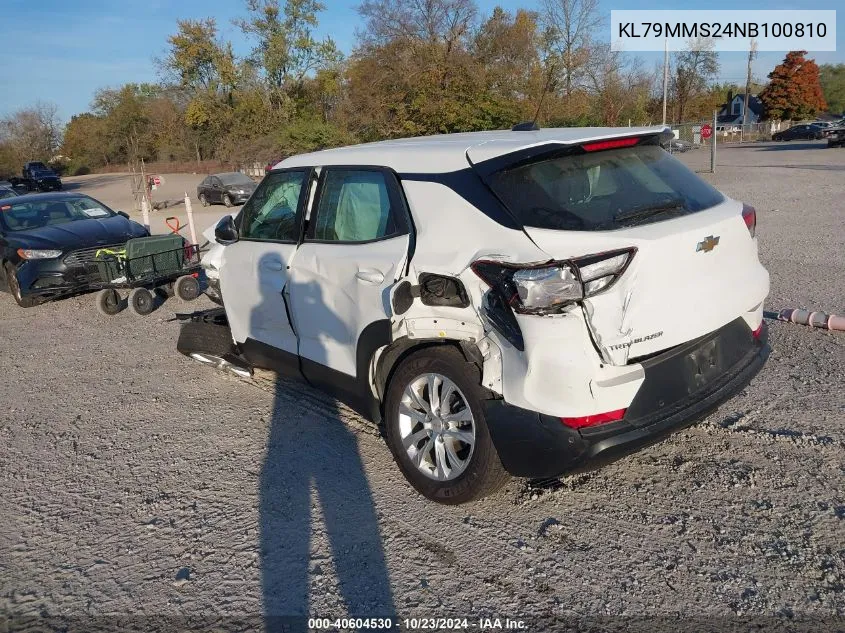 2022 Chevrolet Trailblazer Fwd Ls VIN: KL79MMS24NB100810 Lot: 40604530