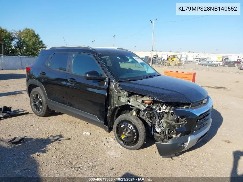 2022 Chevrolet Trailblazer Fwd Lt VIN: KL79MPS28NB140552 Lot: 40679836