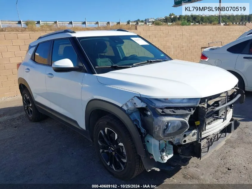 2022 Chevrolet Trailblazer Fwd Lt VIN: KL79MPSL9NB070519 Lot: 40689162