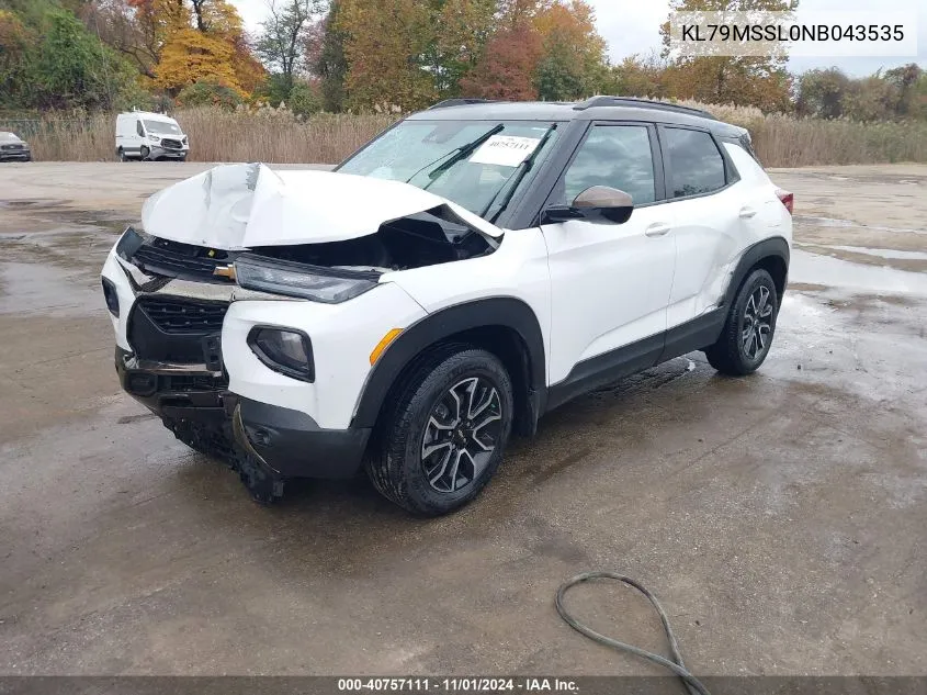 2022 Chevrolet Trailblazer Awd Activ VIN: KL79MSSL0NB043535 Lot: 40757111