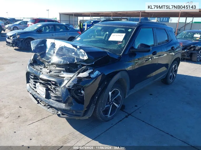 2022 Chevrolet Trailblazer Fwd Rs VIN: KL79MTSL7NB045143 Lot: 40769925