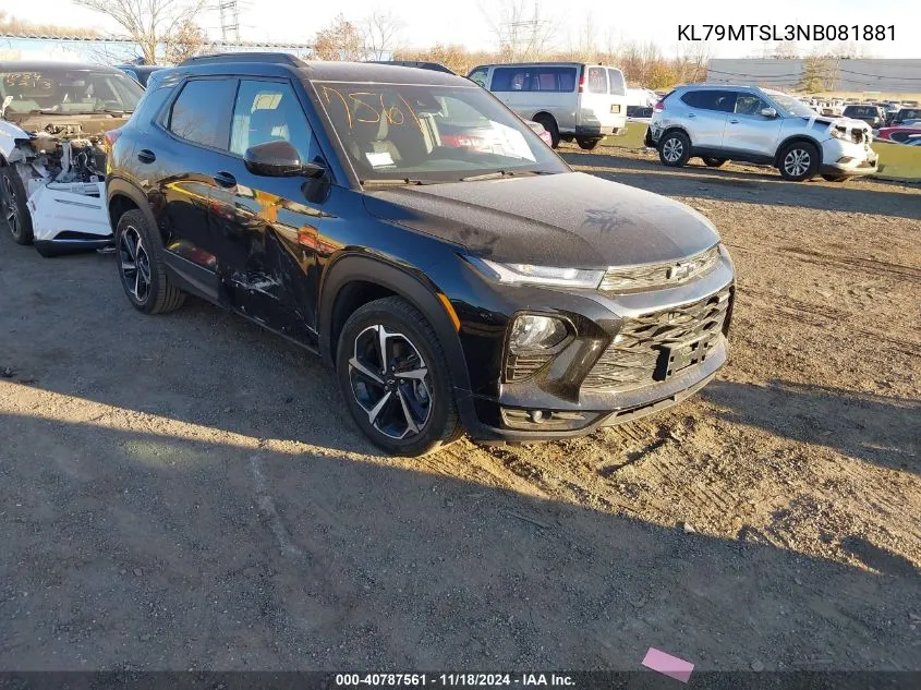 2022 Chevrolet Trailblazer Fwd Rs VIN: KL79MTSL3NB081881 Lot: 40787561