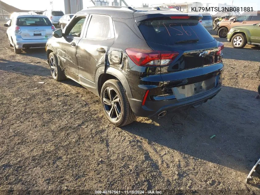 2022 Chevrolet Trailblazer Fwd Rs VIN: KL79MTSL3NB081881 Lot: 40787561