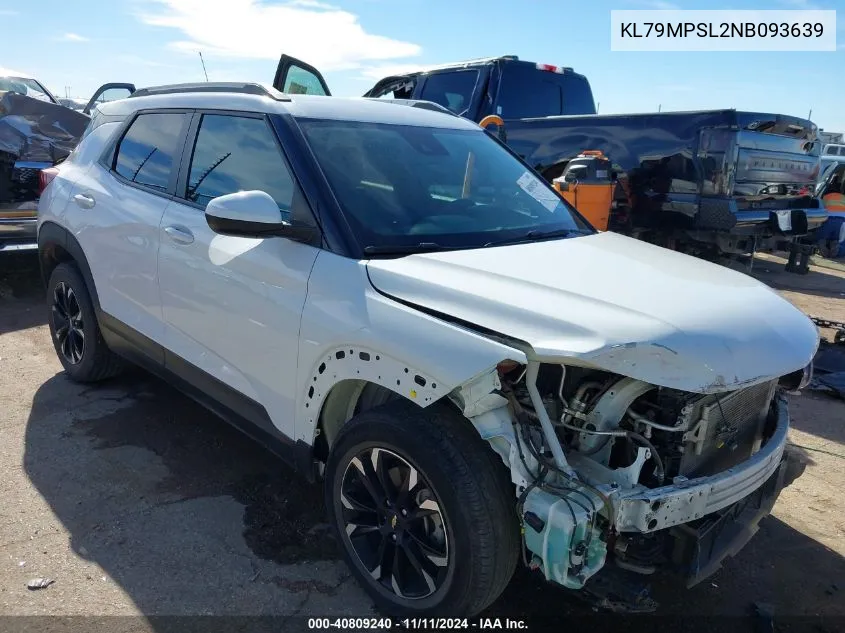 2022 Chevrolet Trailblazer Fwd Lt VIN: KL79MPSL2NB093639 Lot: 40809240