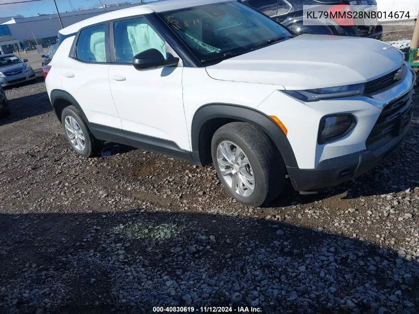 2022 Chevrolet Trailblazer Fwd Ls VIN: KL79MMS28NB014674 Lot: 40830619