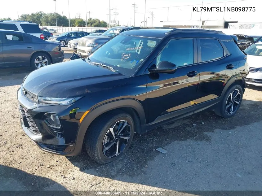 2022 Chevrolet Trailblazer Fwd Rs VIN: KL79MTSL1NB098775 Lot: 40833689