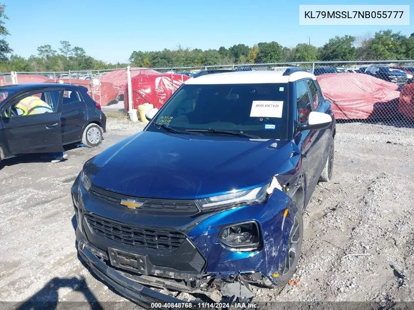 2022 Chevrolet Trailblazer Awd Activ VIN: KL79MSSL7NB055777 Lot: 40848768