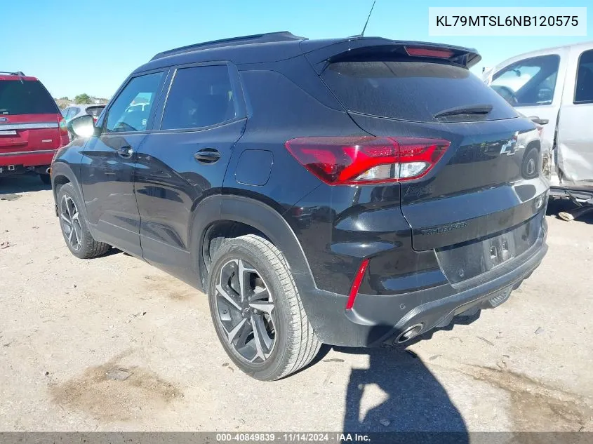 2022 Chevrolet Trailblazer Fwd Rs VIN: KL79MTSL6NB120575 Lot: 40849839