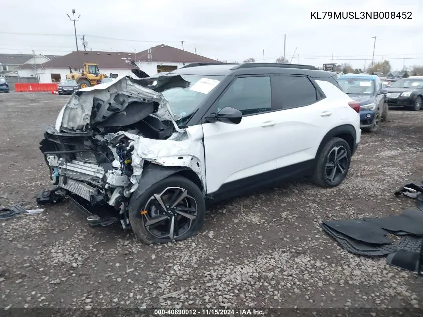 2022 Chevrolet Trailblazer Awd Rs VIN: KL79MUSL3NB008452 Lot: 40890012