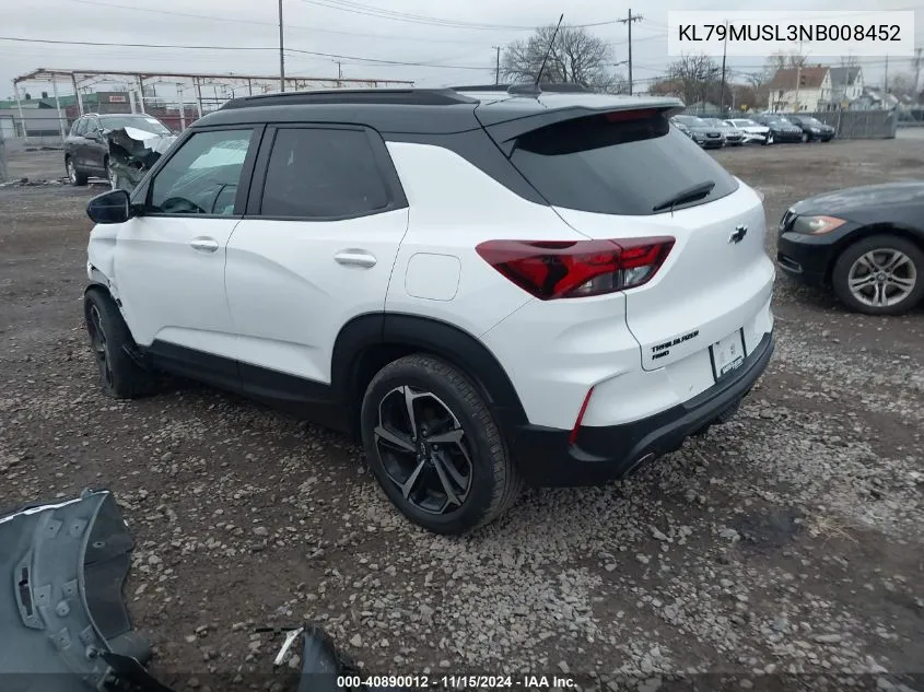 2022 Chevrolet Trailblazer Awd Rs VIN: KL79MUSL3NB008452 Lot: 40890012